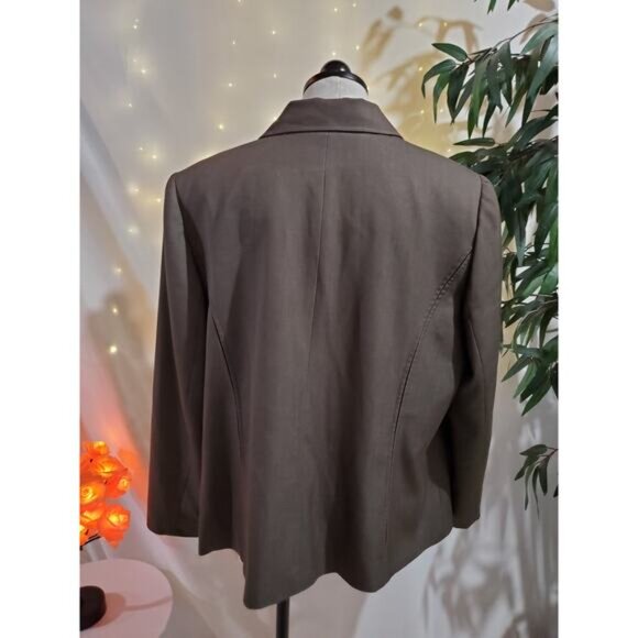 Tahari ASL One Button Beige Brown Blazer Jacket Womens Plus Size 16W Stretch - Picture 3 of 9